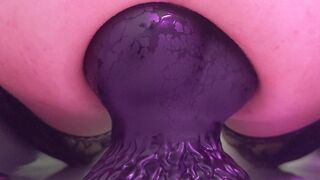 Very close up anal riding a big dildo, my lubed ass is slippery and farting