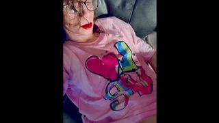 Cute tranny is a urinal for herself