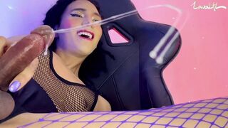 Huge long shot of cute trans!