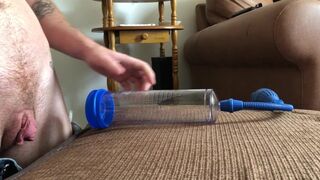 Desperately humping and fucking my penis pump and moaning FTM huge clit